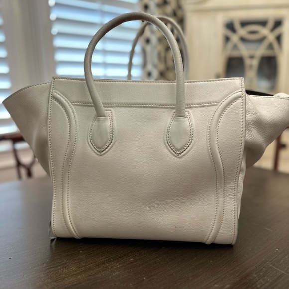 White Celine Medium Luggage Phantom Tote Soft Grained Calfskin - Picture 3 of 13